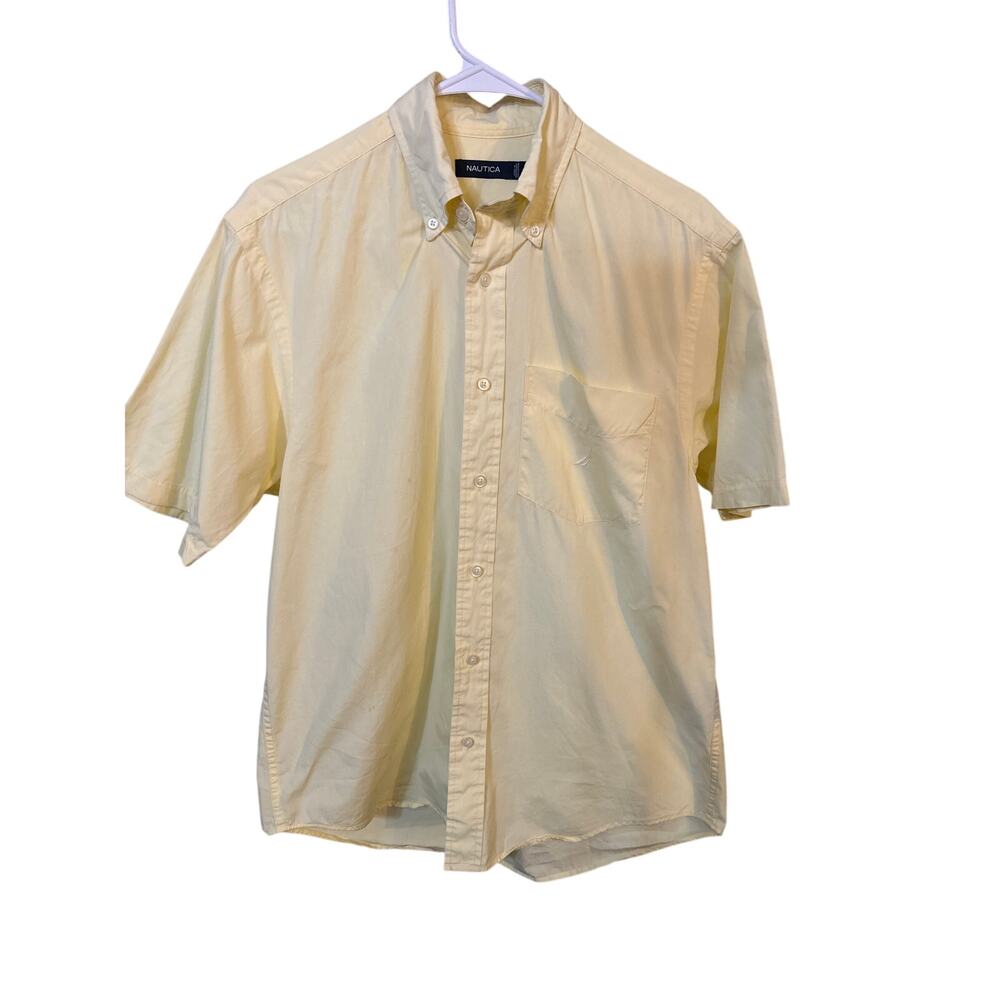 Nautica mens button up short sleeve yellow shirt size small